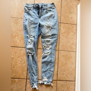 American Eagle Outfitters Light Blue Ripped Skinny Jeans